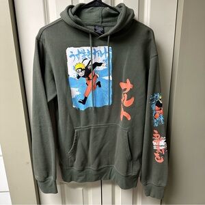 Naruto Shippuden Collection Men’s Green Graphic Anime Hoodie - Small
